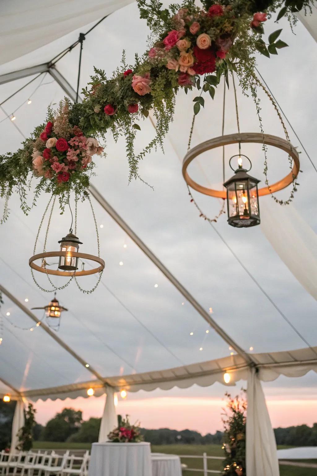 Hanging decorations contribute layers of intrigue to the tent.