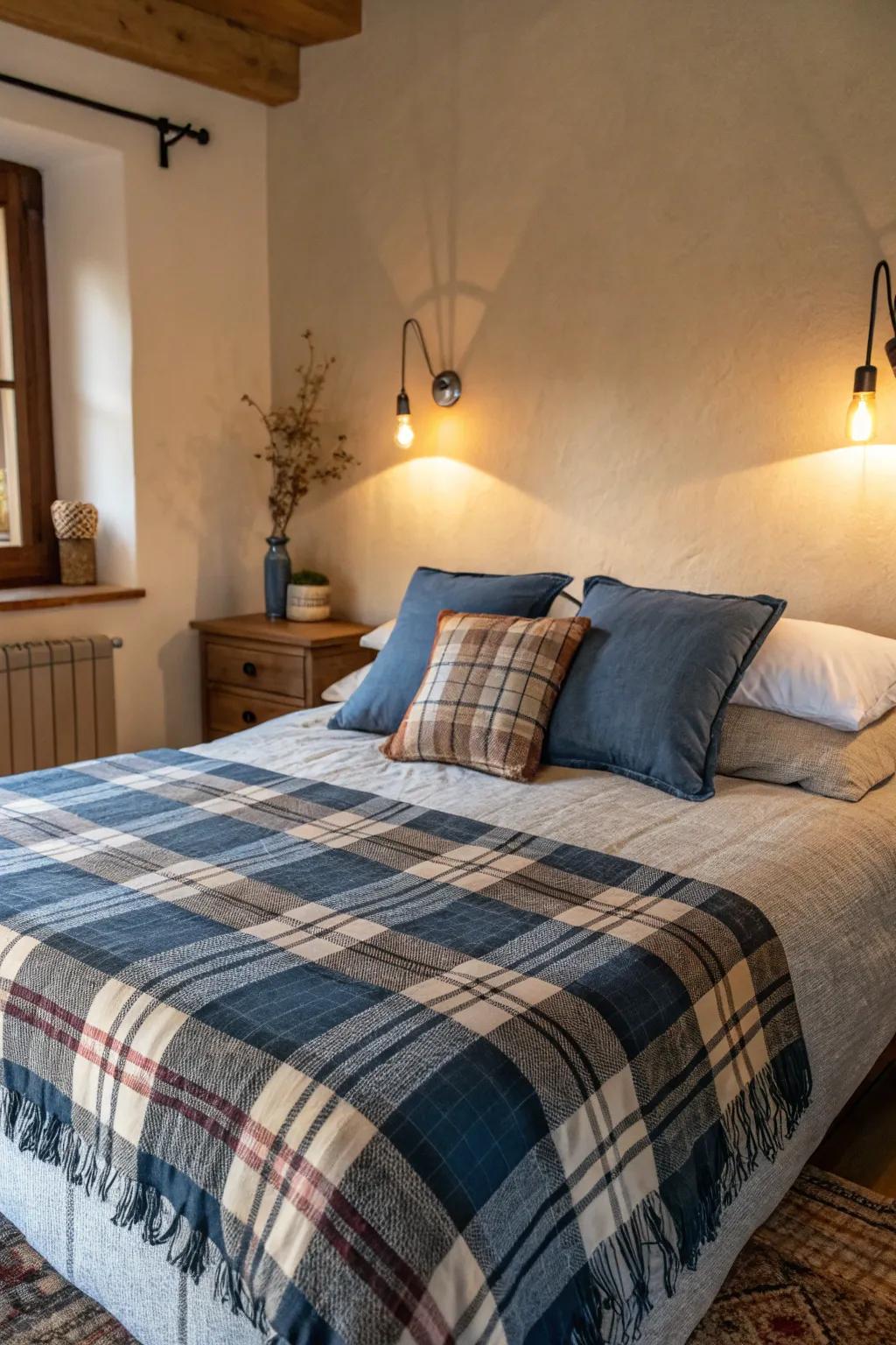 Plaid and denim bring a casual Western touch.