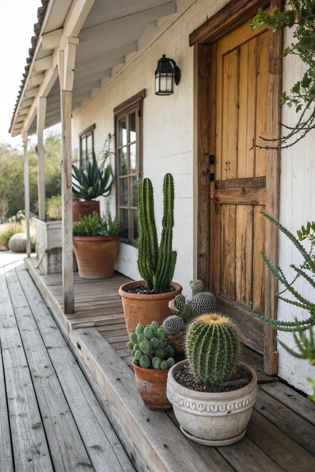 Planted thorned stems bring the desert vibe home.