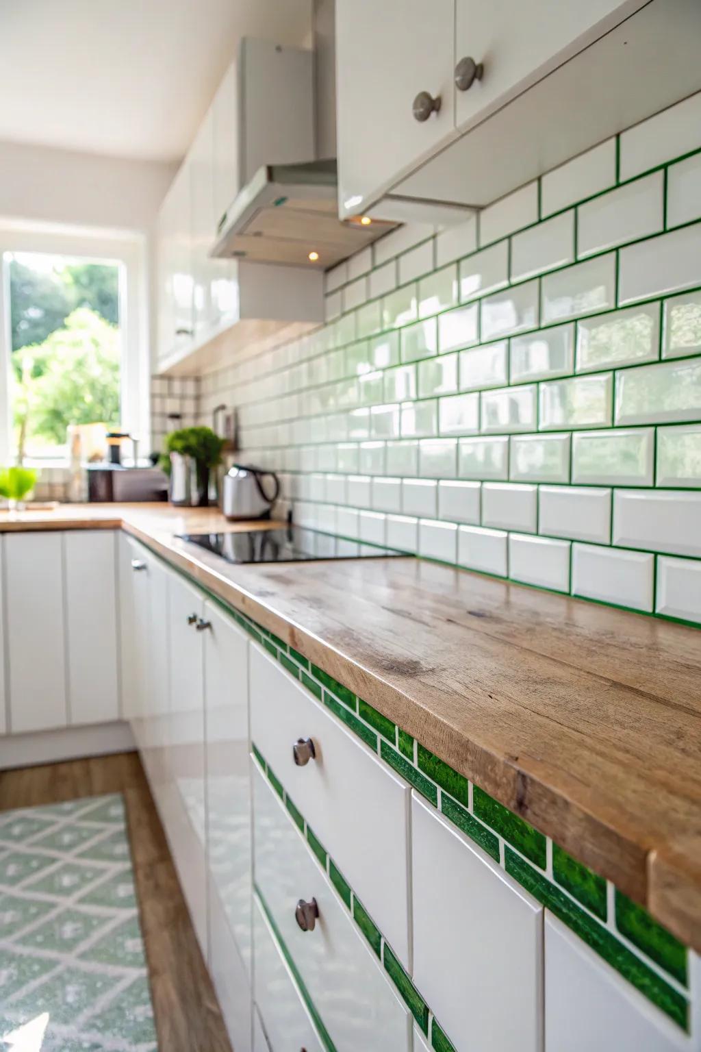 Verdant tinted grout brings a natural and invigorating aesthetic.