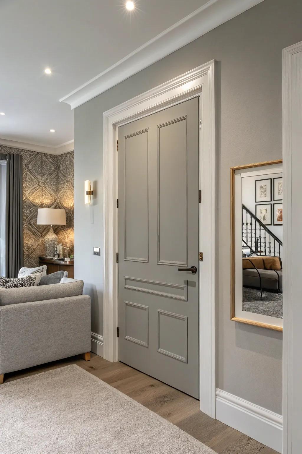 Subtle slate doors provide versatile sophistication.