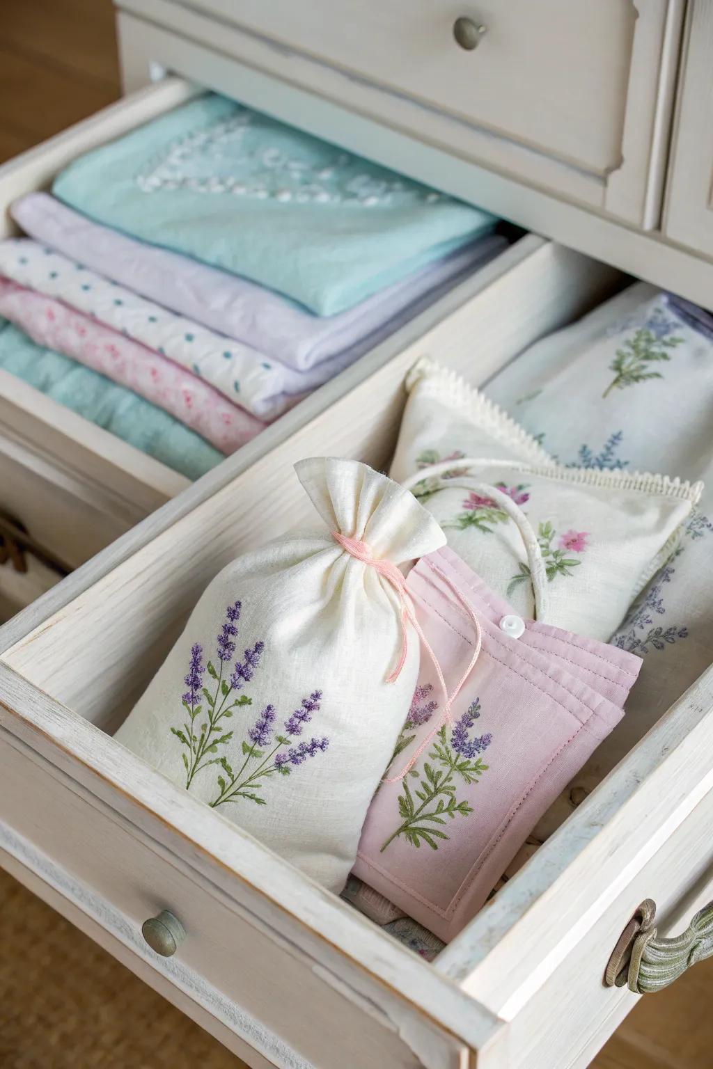 Fragrant scented pouches for a hint of freshness.