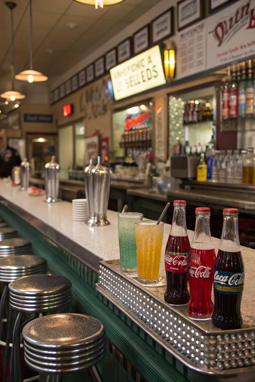Create a classic soda fountain experience to add a sweet and fizzy touch.