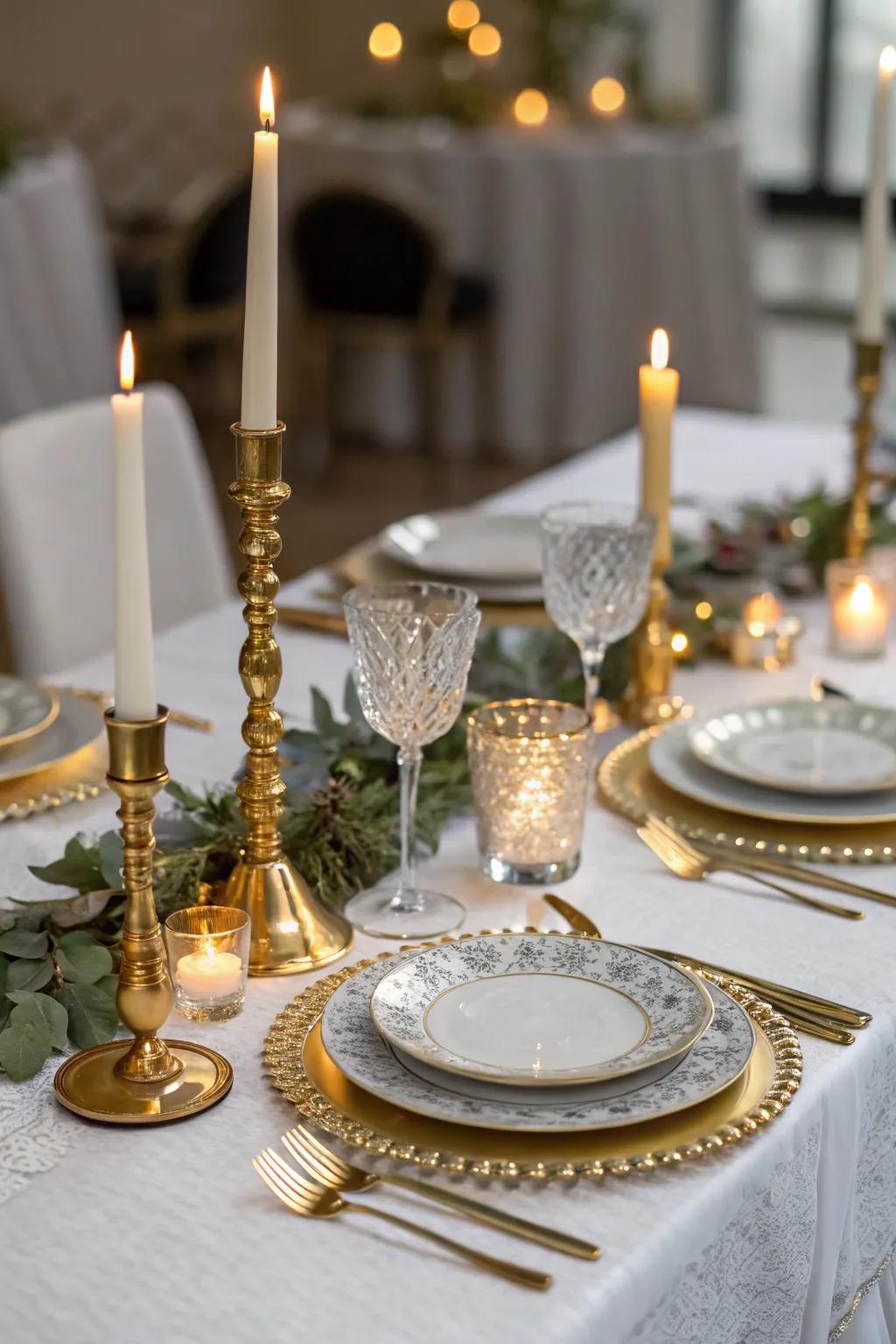 Design a lavish dining adventure using elegant table settings.