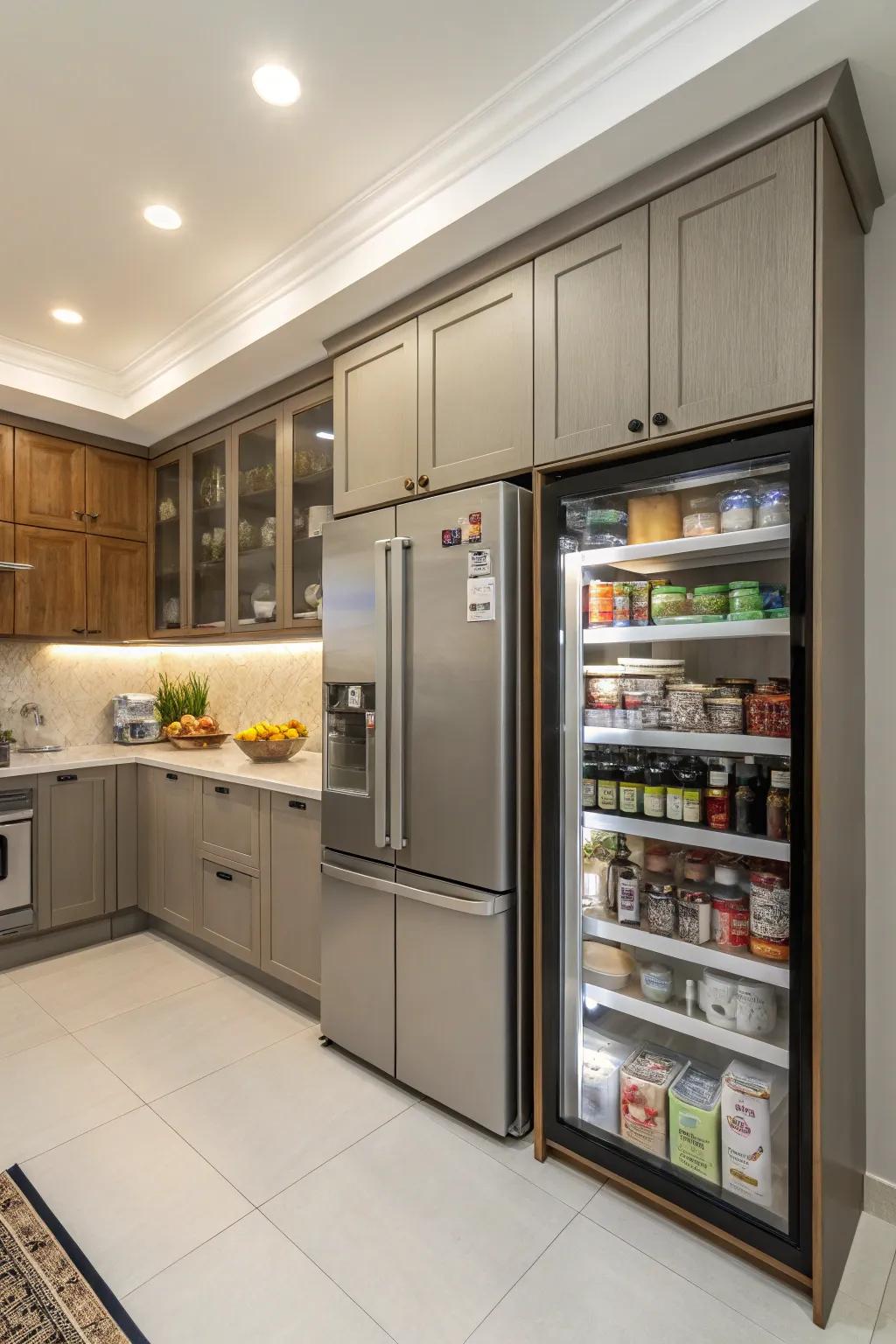 Seamless fusion with kitchen design culminates in a refined spectacle.