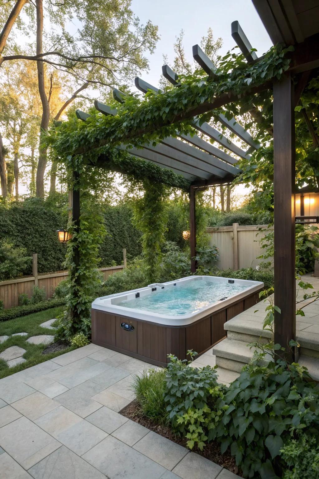 Pergolas infuse elegance and shade into your swim spa area.
