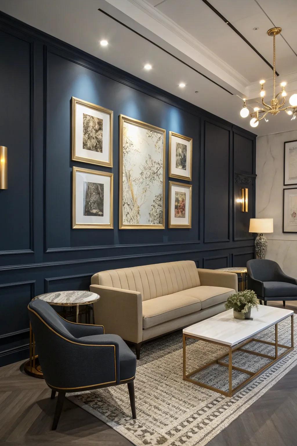 Matching decor improves the style of an accent wall.