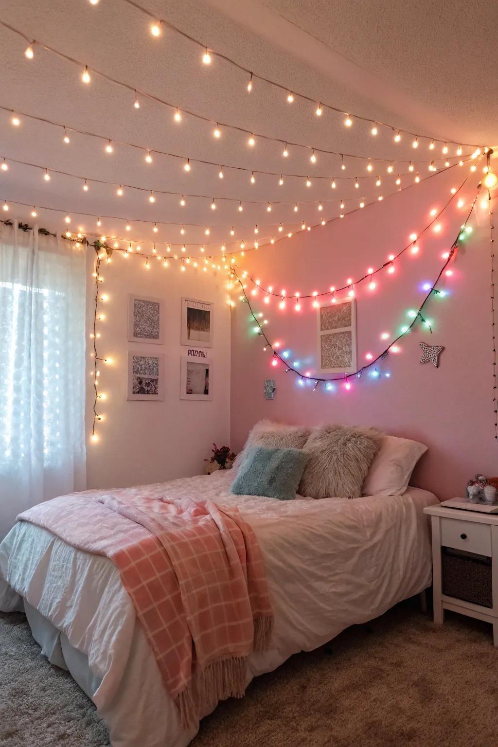 Add a splash of color with varied fairy lights.