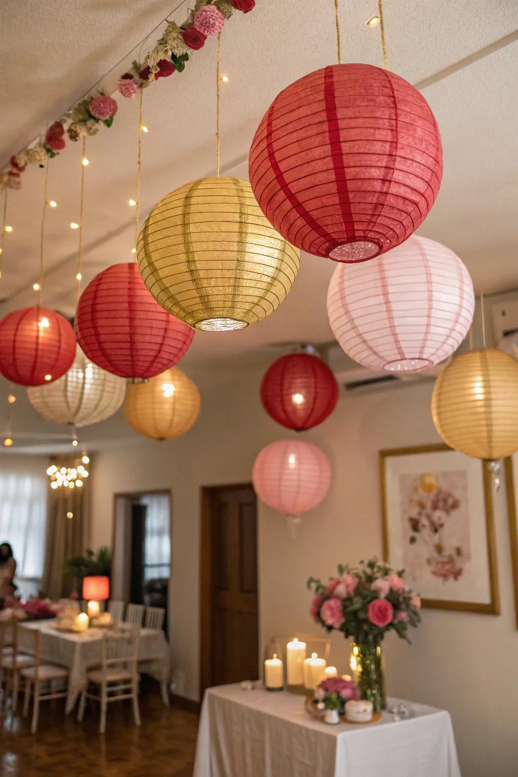 Enliven the area with DIY paper orbs.
