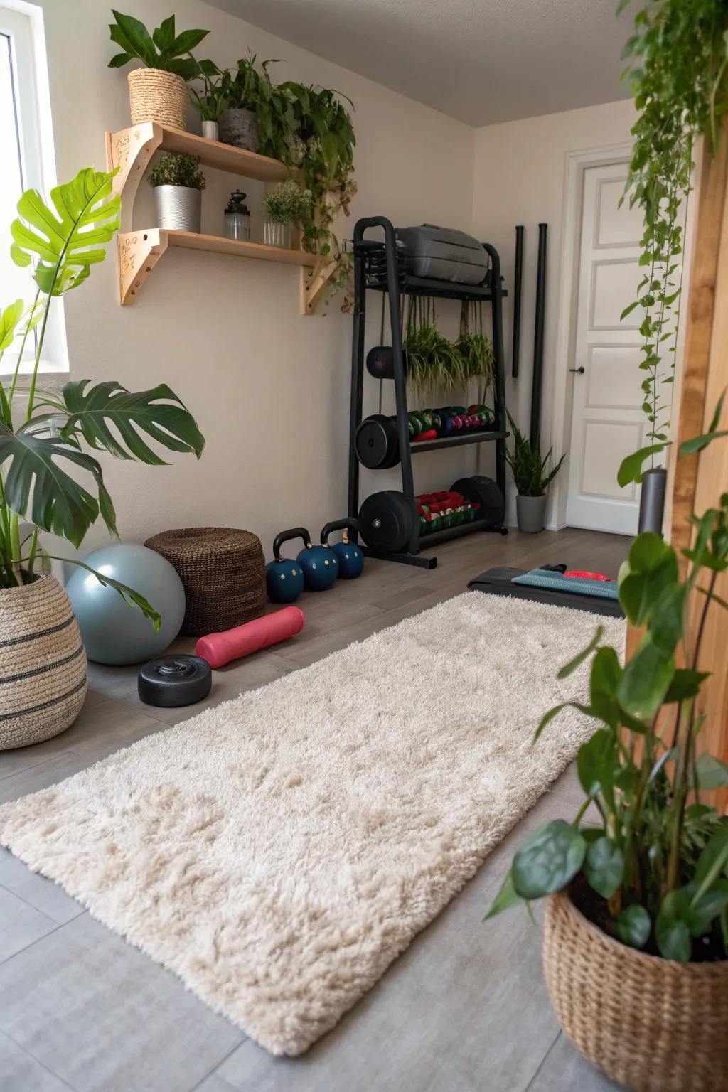 Comfy flooring makes working out better.