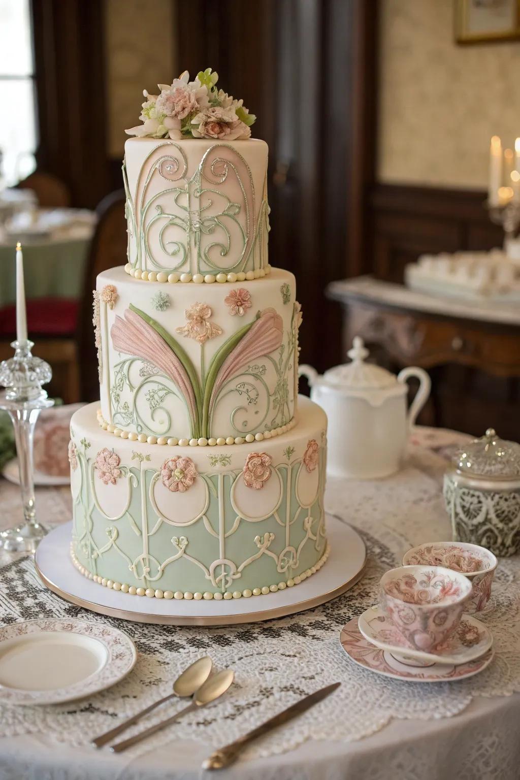 An Art Nouveau cake is a timeless tribute to classic refinement.