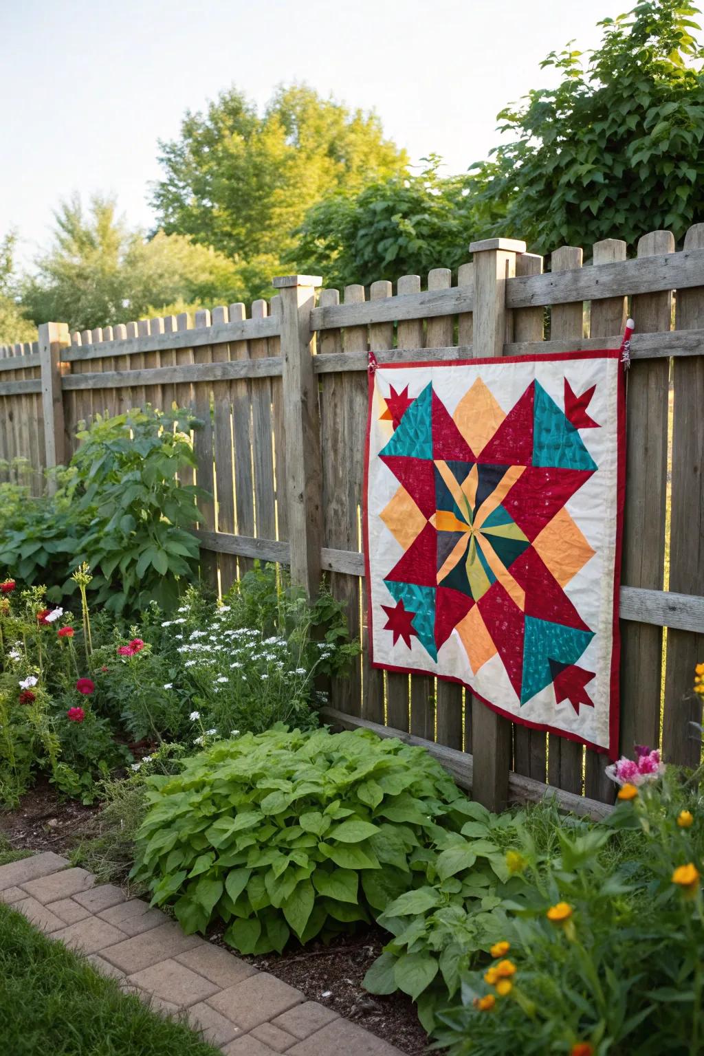 A colorful outdoor panel that provides charm and uniqueness to any garden.