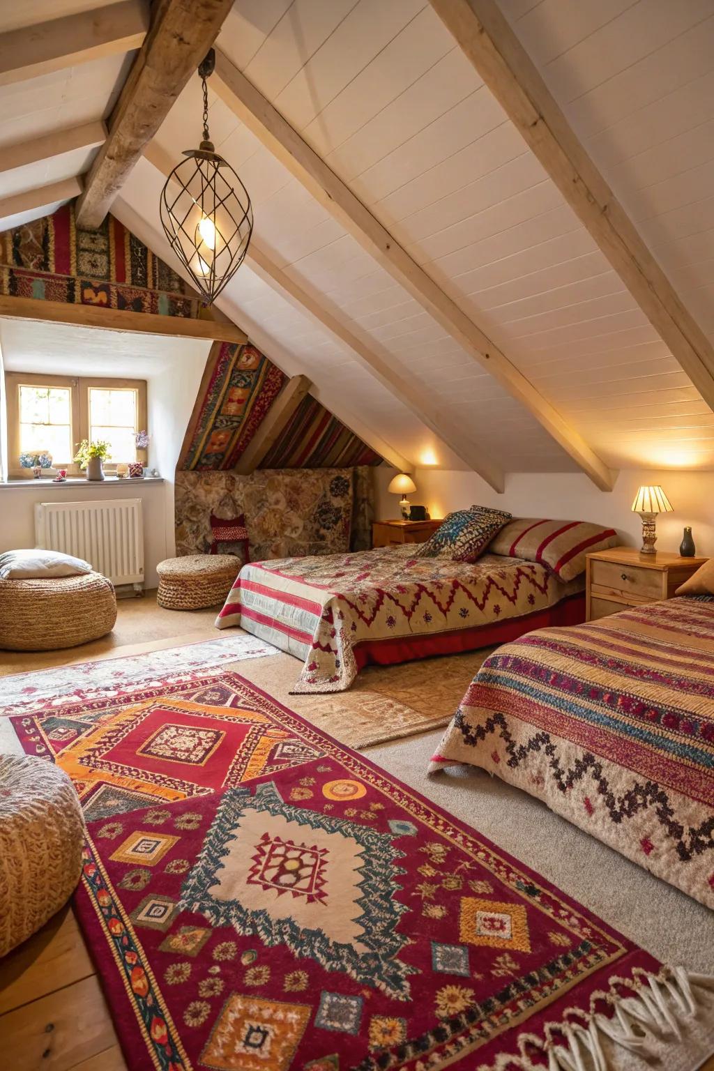 Patterns bring life and texture to your attic retreat.