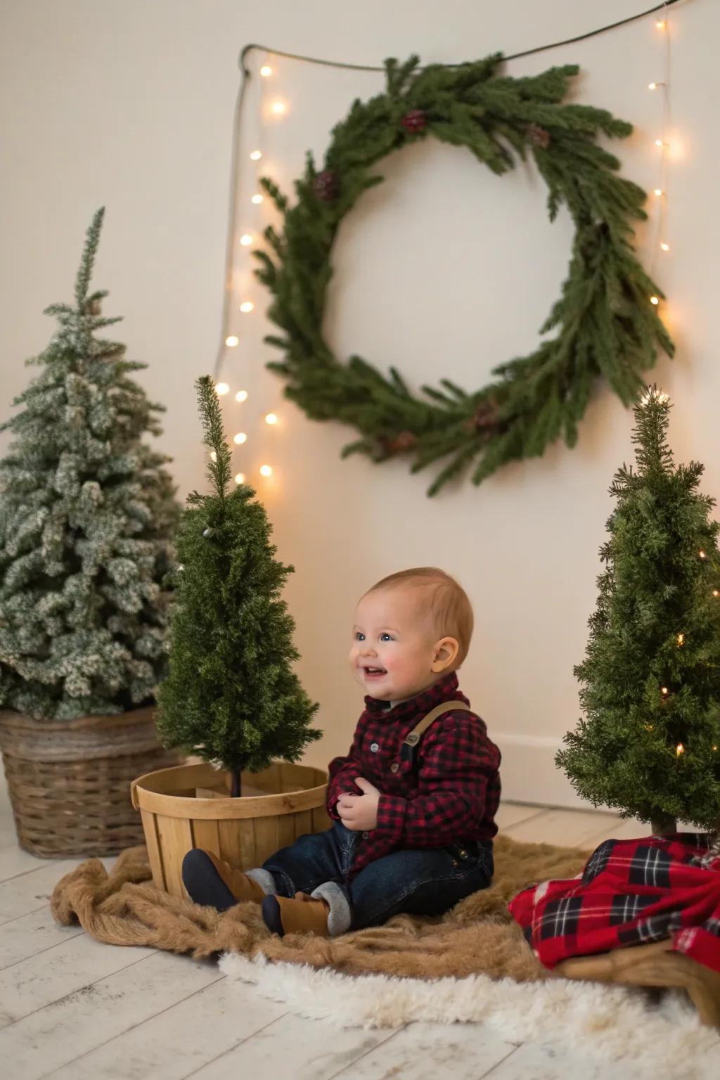 A natural impression with miniature evergreens.