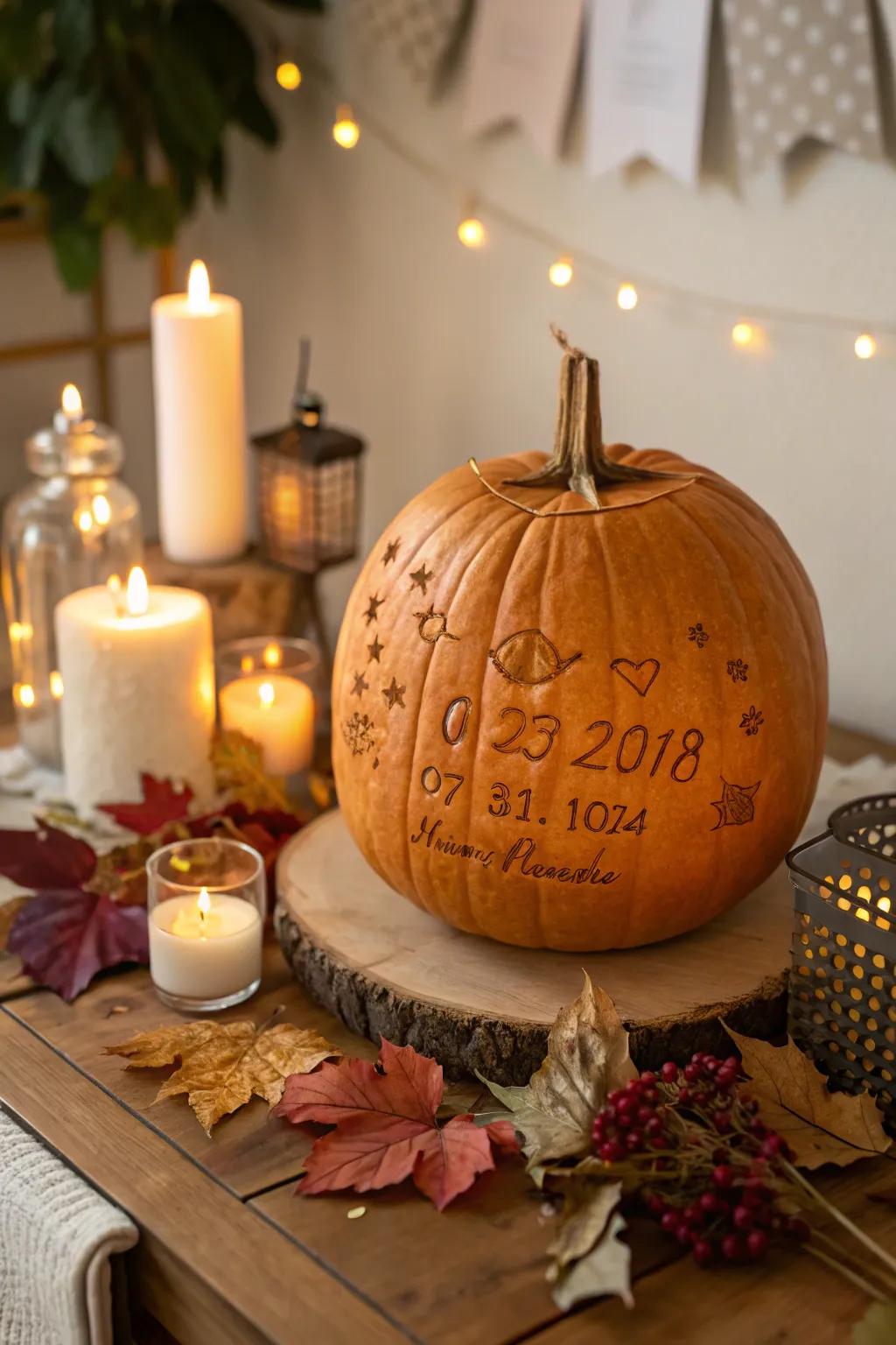 Celebrate your baby's advent with a personalized gourd.