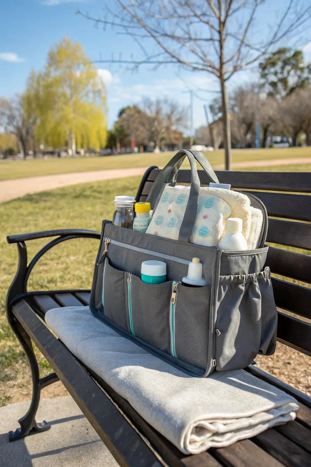 A chic nappy tote prepared for any outing.