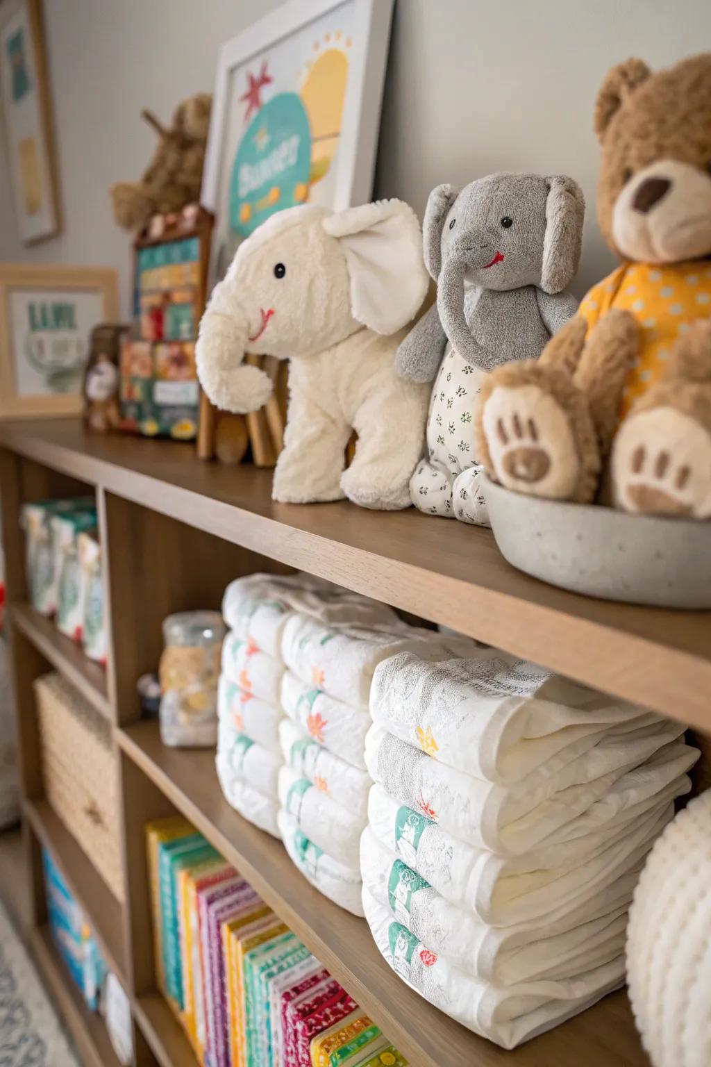 A delightful collection of diaper animals adding a playful touch.