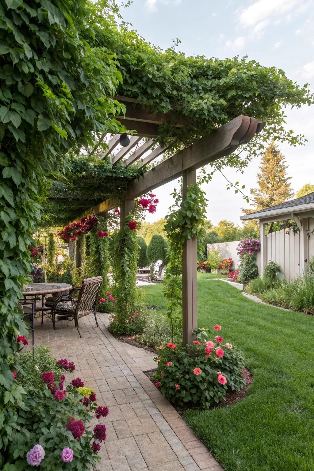 Pergolas furnish shade and a charismatic architectural feature.