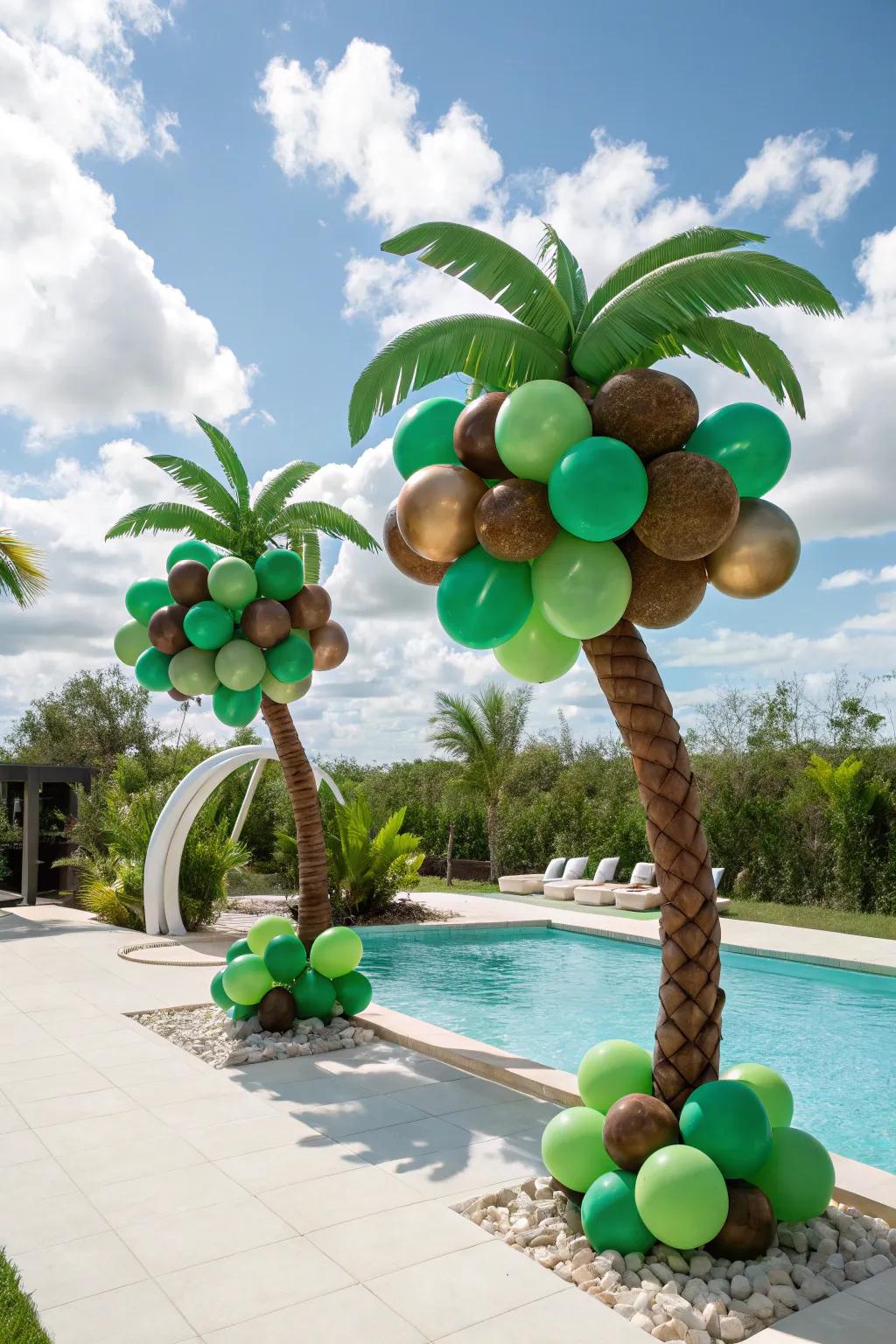 Tropical balloon palm trees for a fun, beachy vibe.