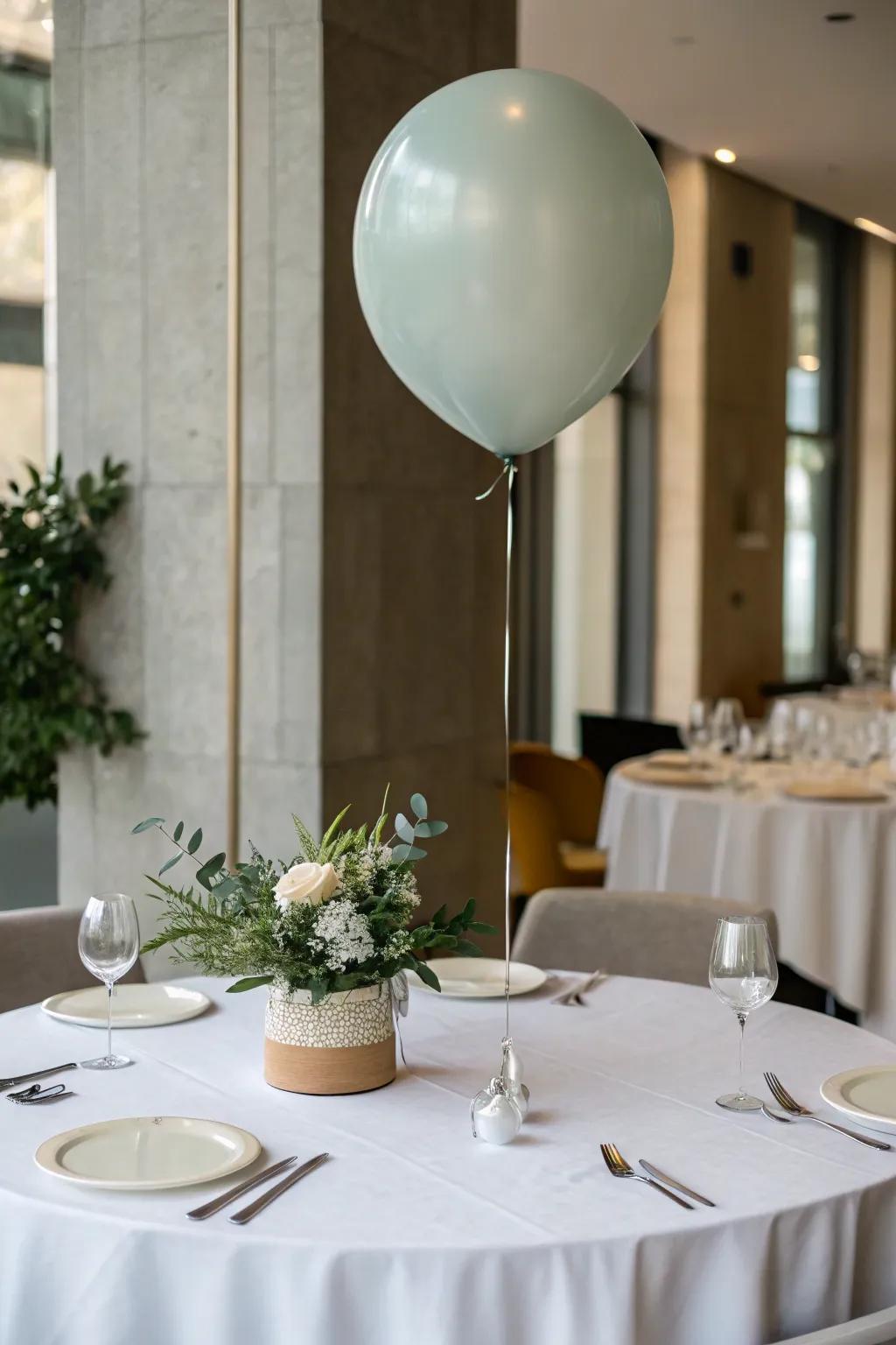 An oversized balloon delivers a minimalist affirmation.