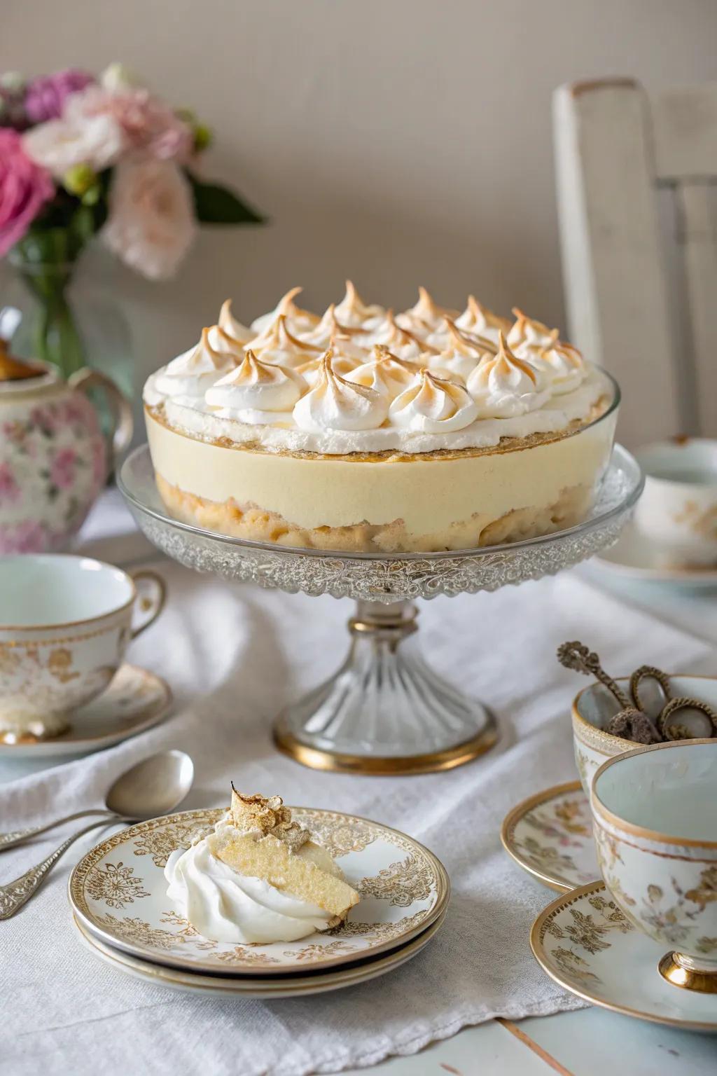 A cake stand lifts banana pudding to new heights.