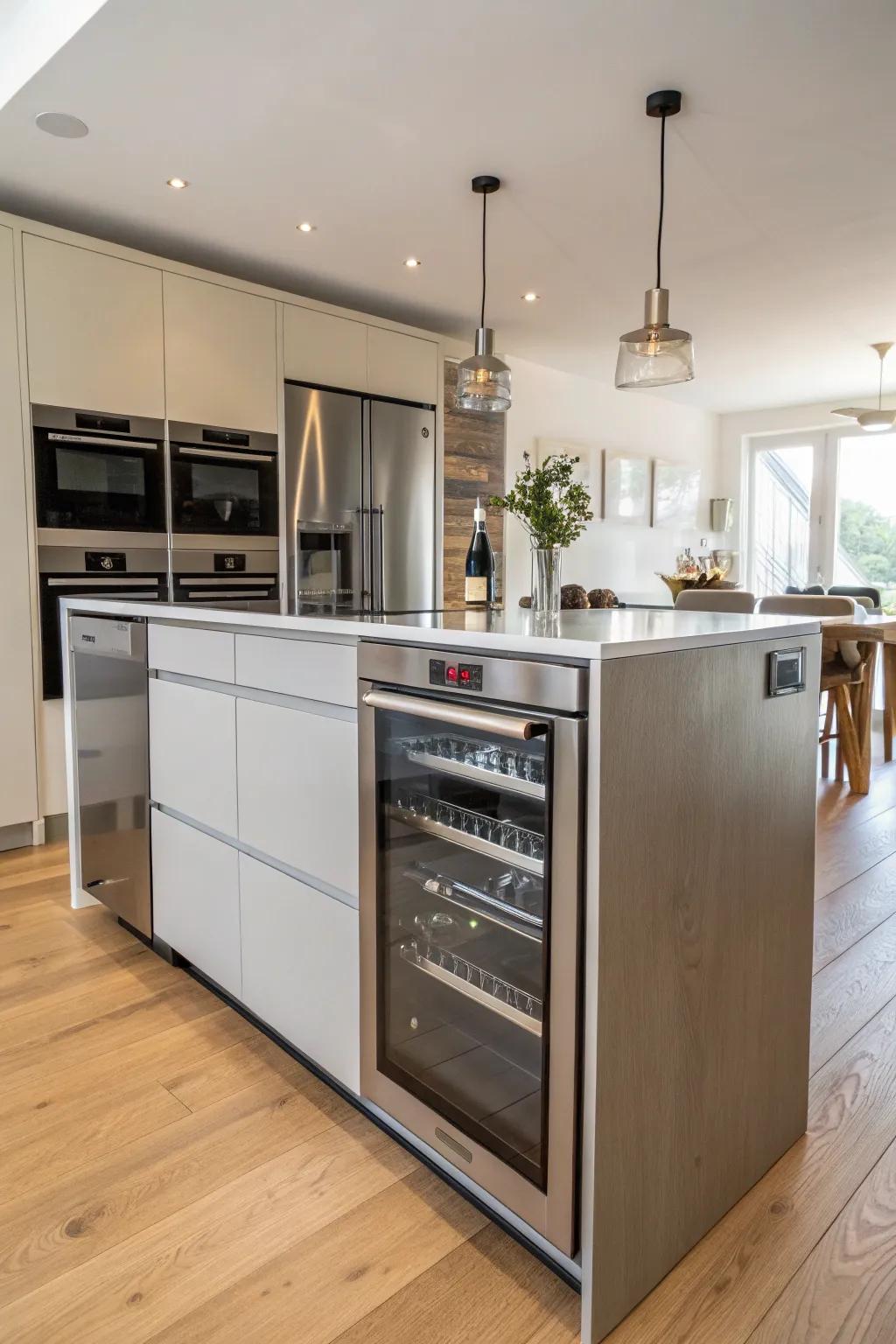 Integrated appliances create a seamless kitchen aesthetic.