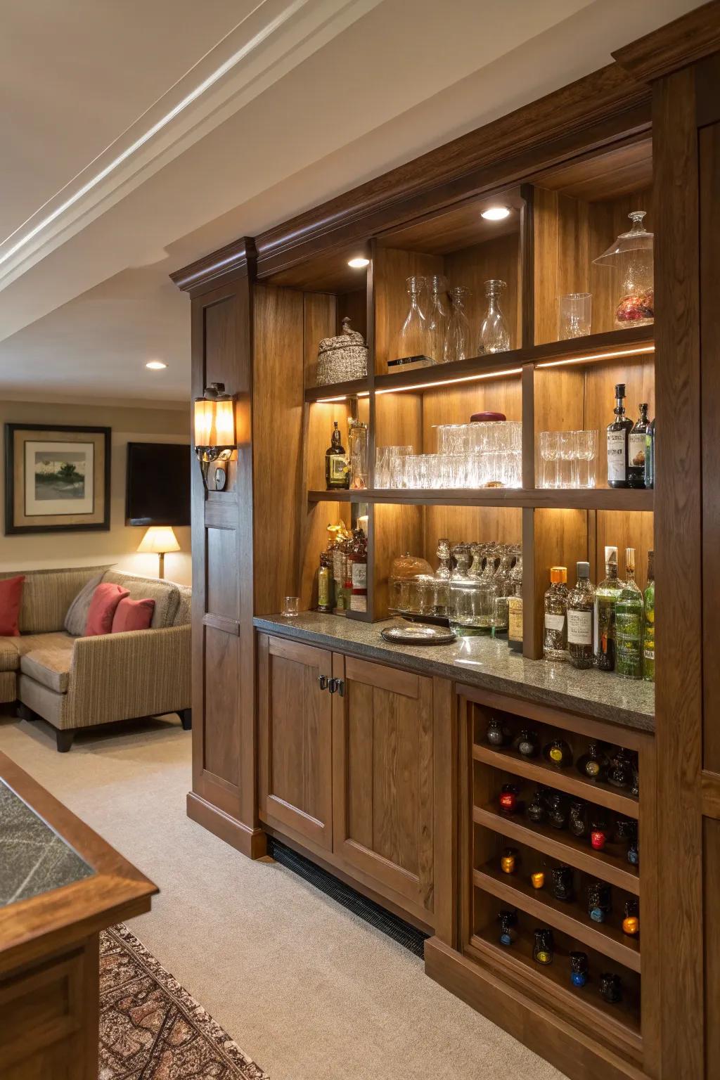 Integrated space fixtures provide a seamless bar integration.