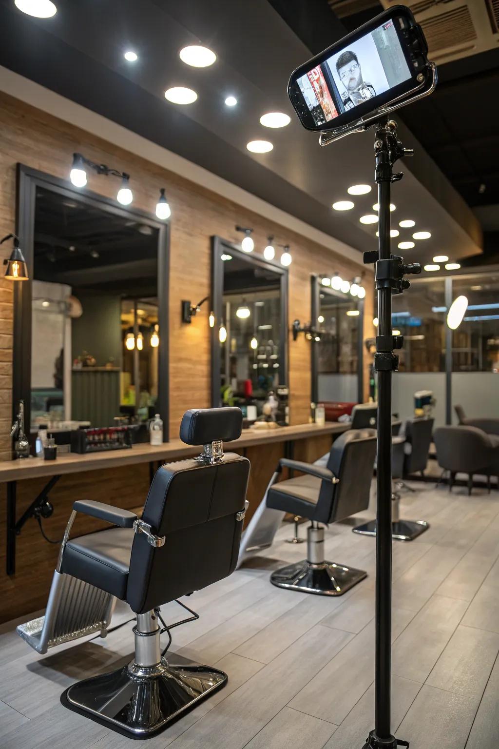 Intelligent lighting for a vibrant and adaptable barbershop atmosphere.