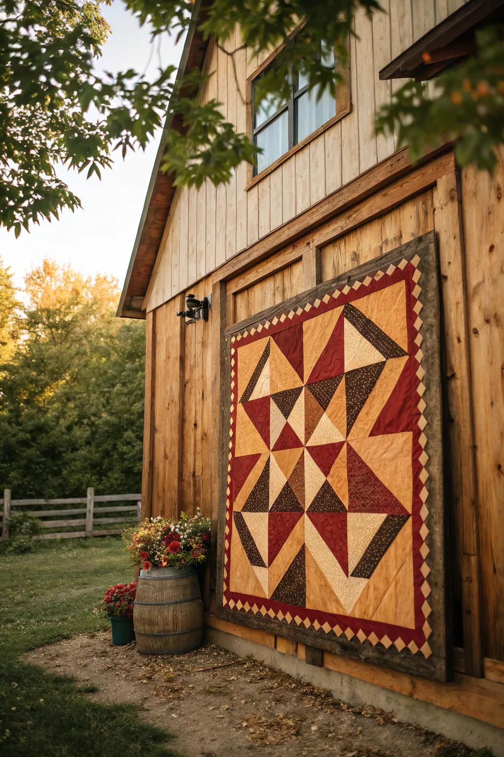 Traditional diamond quilt pattern.