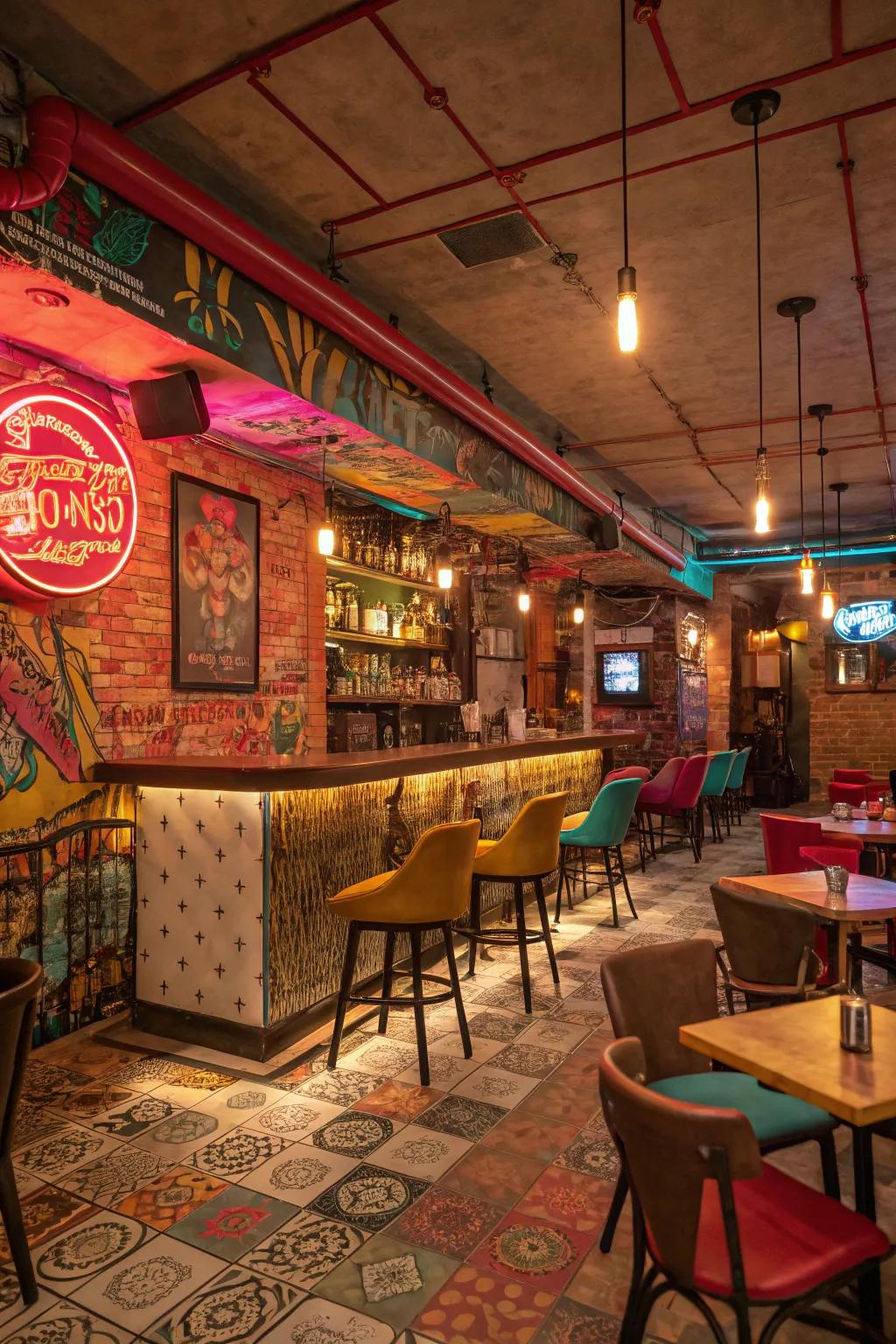 Bold colors add personality and vibrancy to your bar.