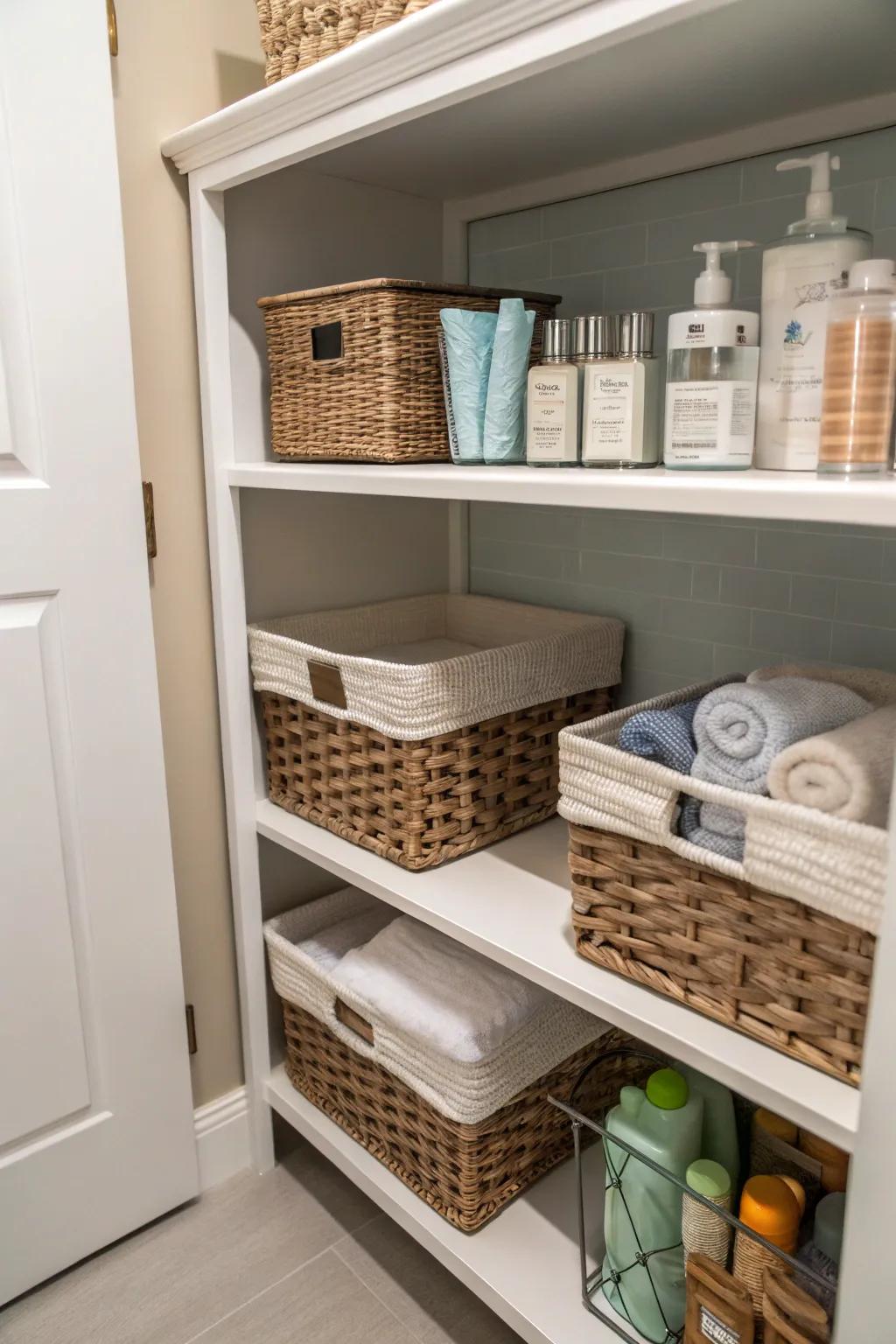 Take full advantage of every inch with under-shelf baskets.