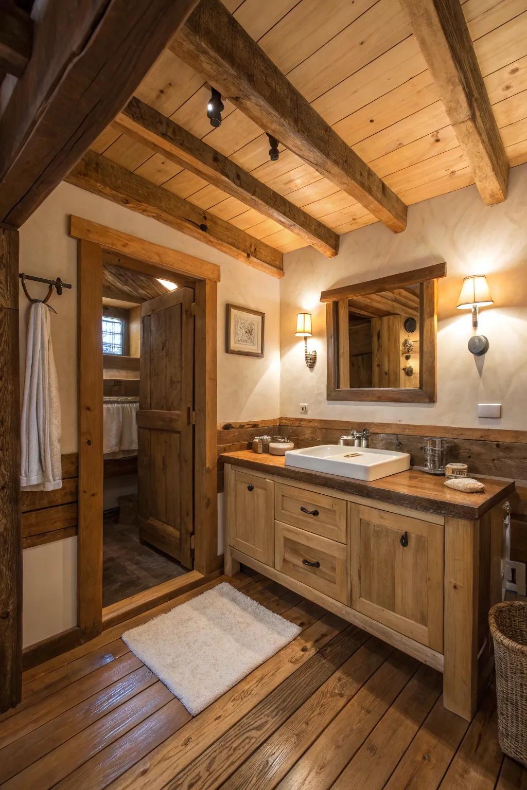 Rustic elements create a cozy, inviting space.