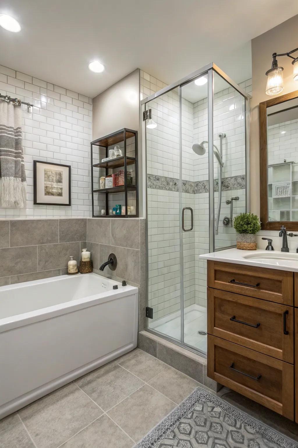 Effective bathroom arrangement that maximizes space and utility.