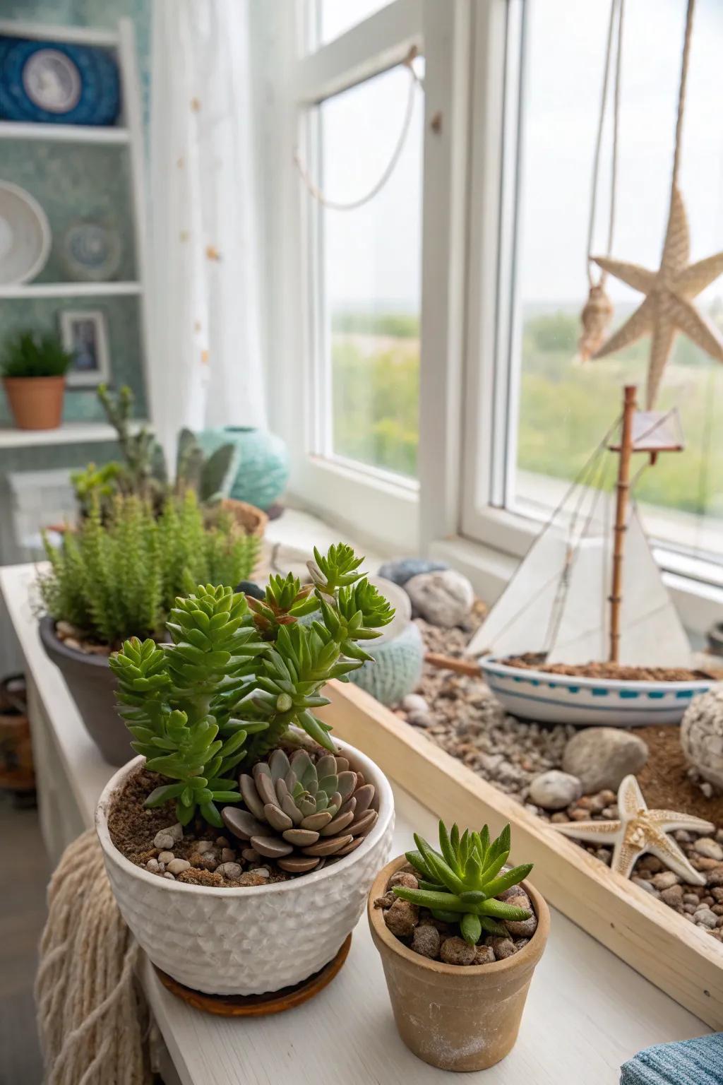 Coastal plants contribute vitality and color to your setting.