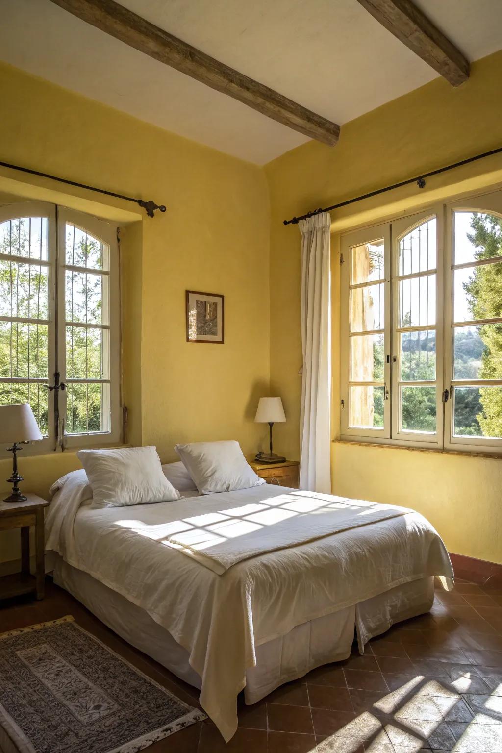 Welcoming yellows infuse your bedroom with warmth and cheer.