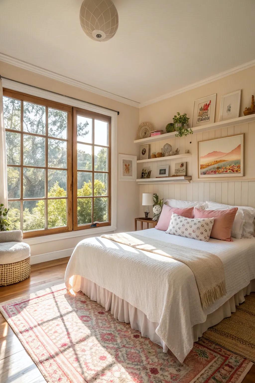 Sunlight infuses warmth and openness into a bedroom.