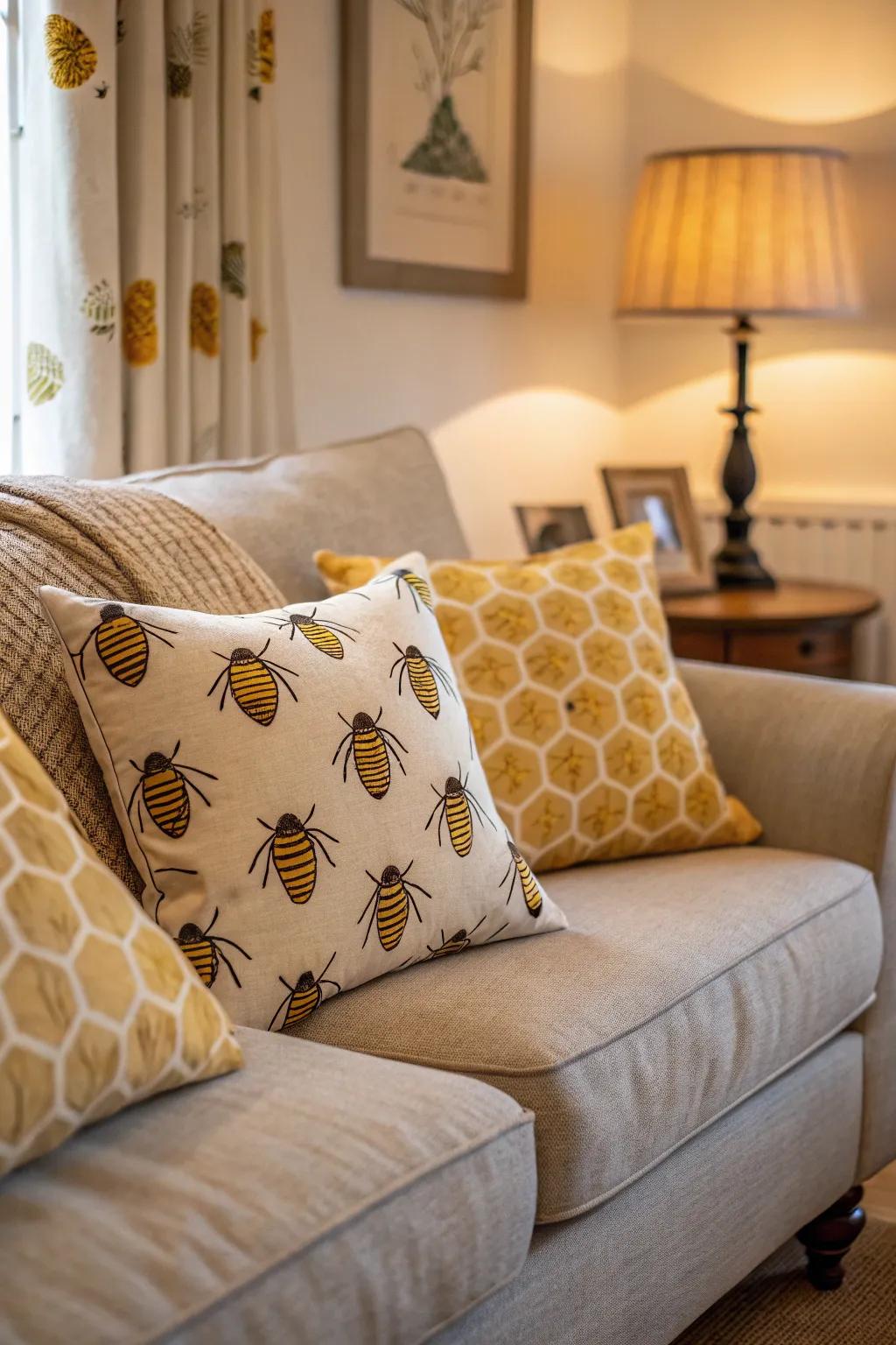 Apiary cushions infuse a snug element into your dwelling space.