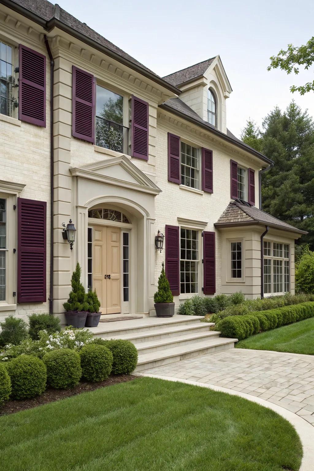 This stately residence is given a luxurious touch through the use of opulent grape.