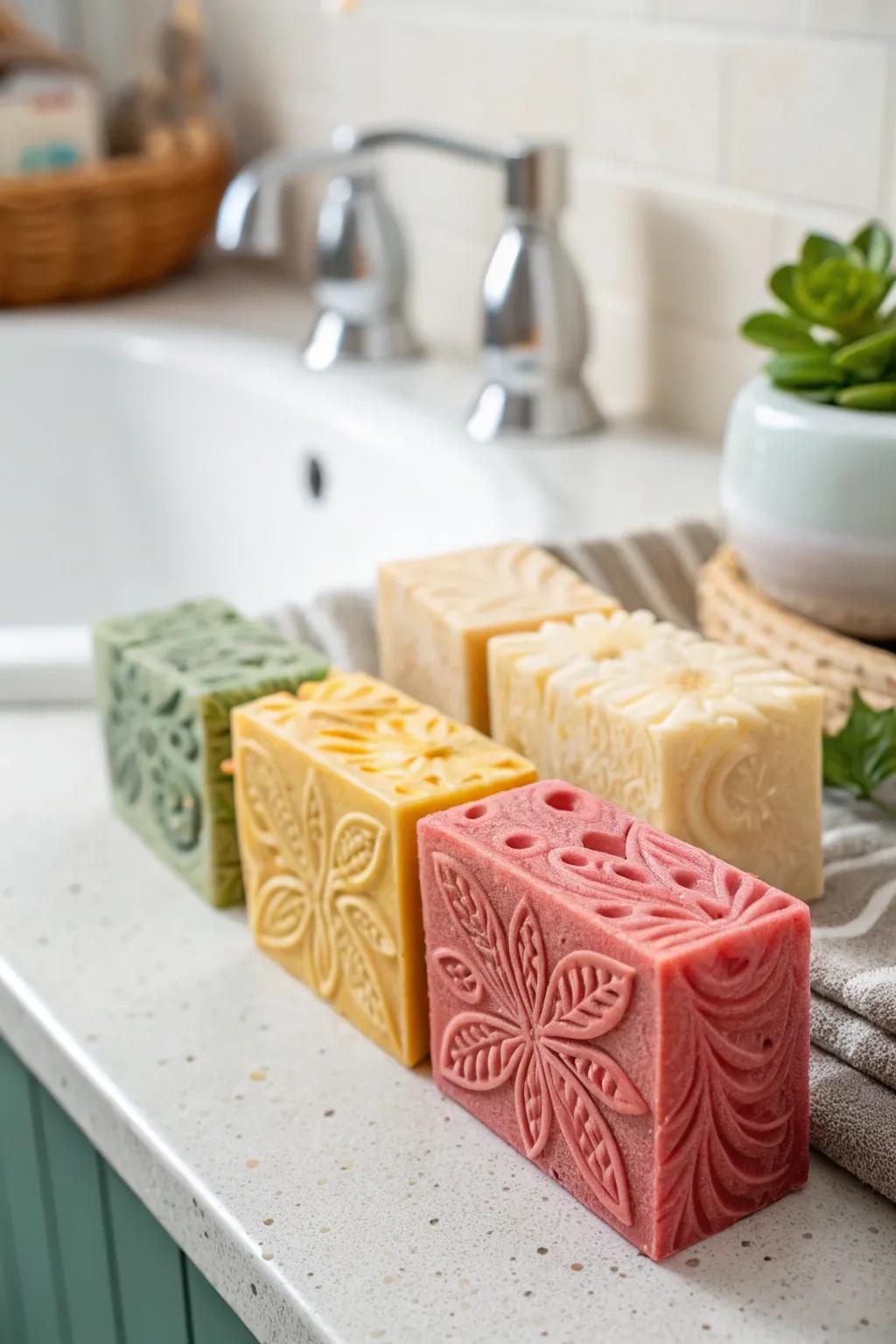 Hand-shaped cleansing bars are a sensory indulgence ideal for self-care.