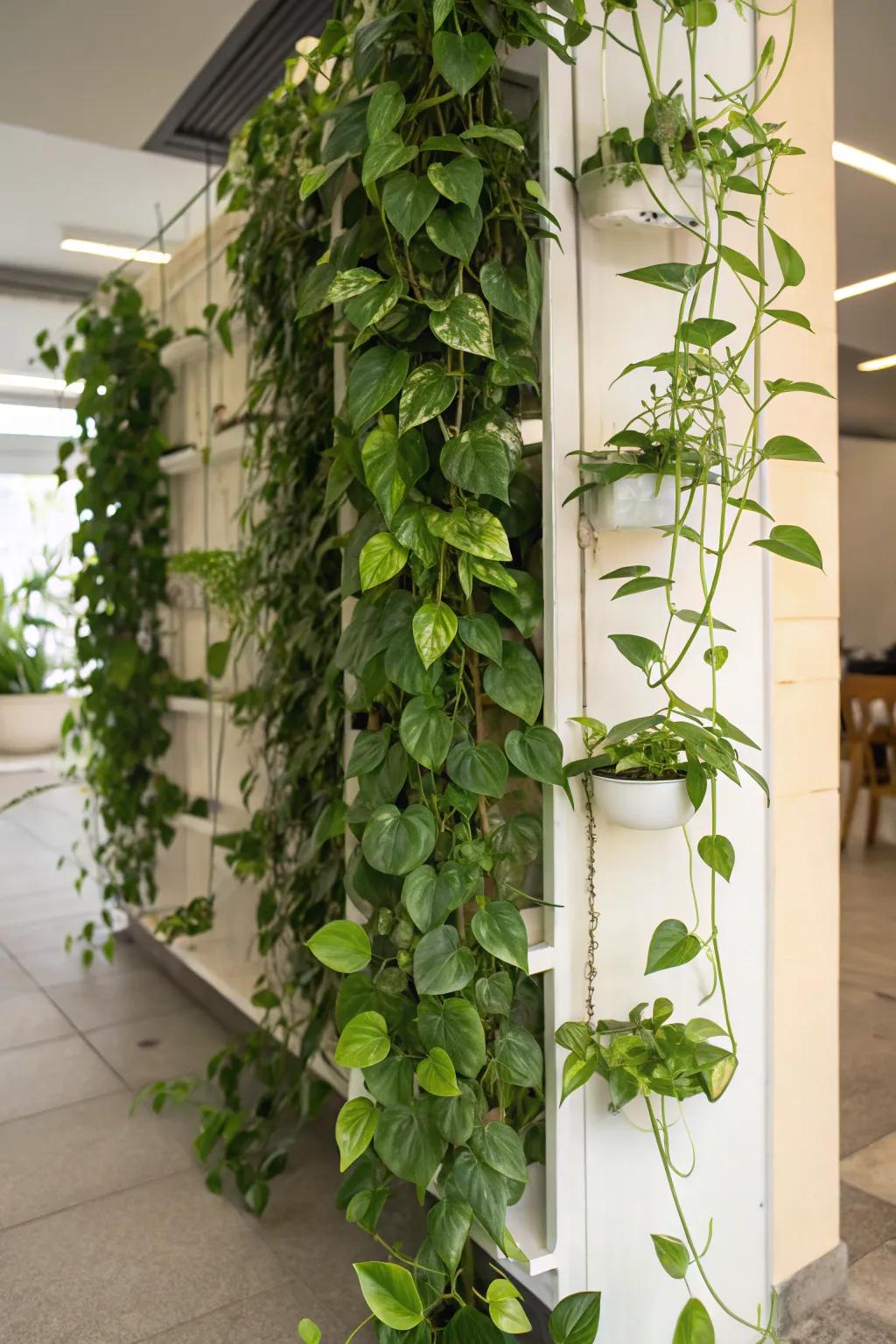 Make a verdant statement with a floating plant wall.