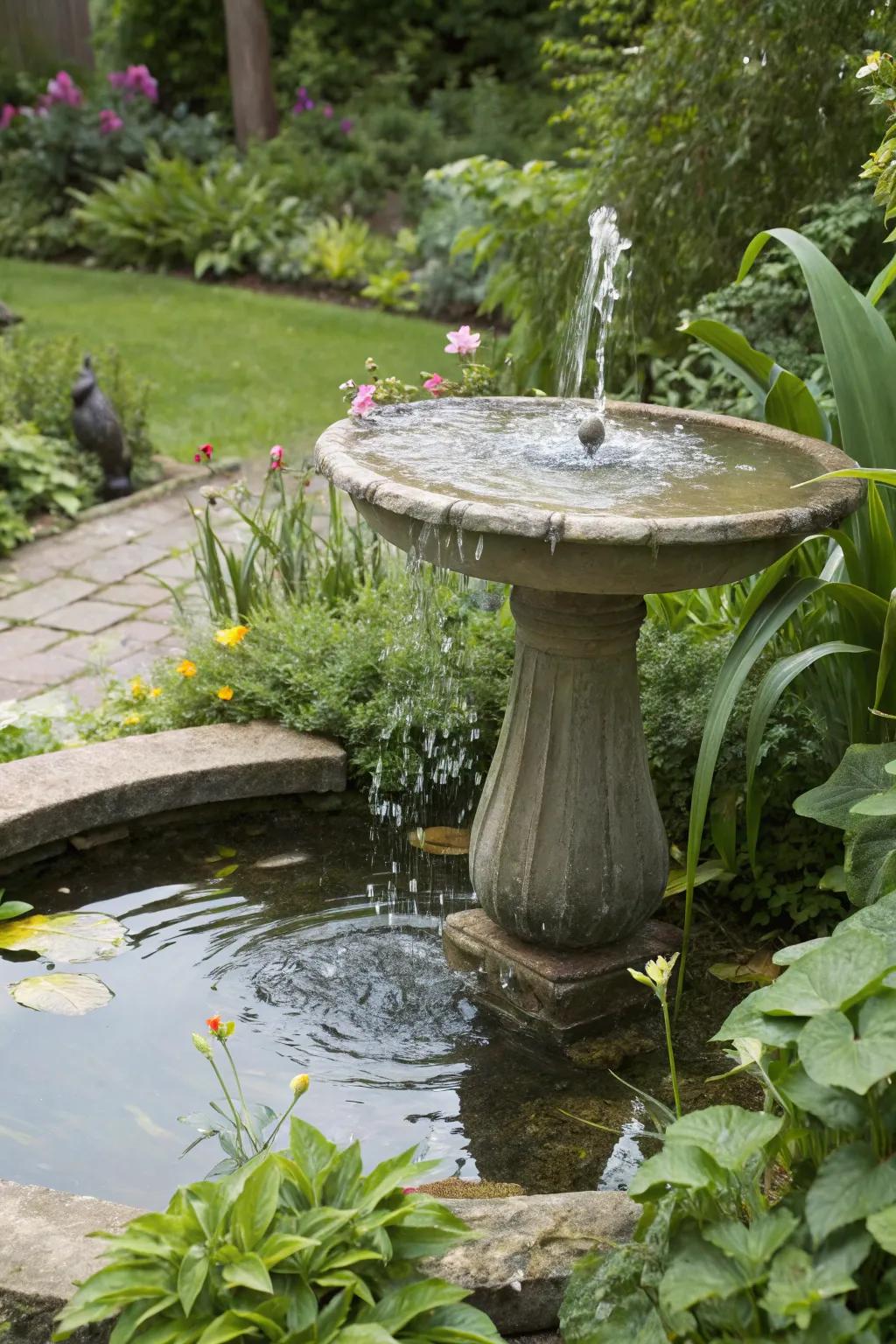 A bird watering spot heightened utilizing a gentle hydration feature.