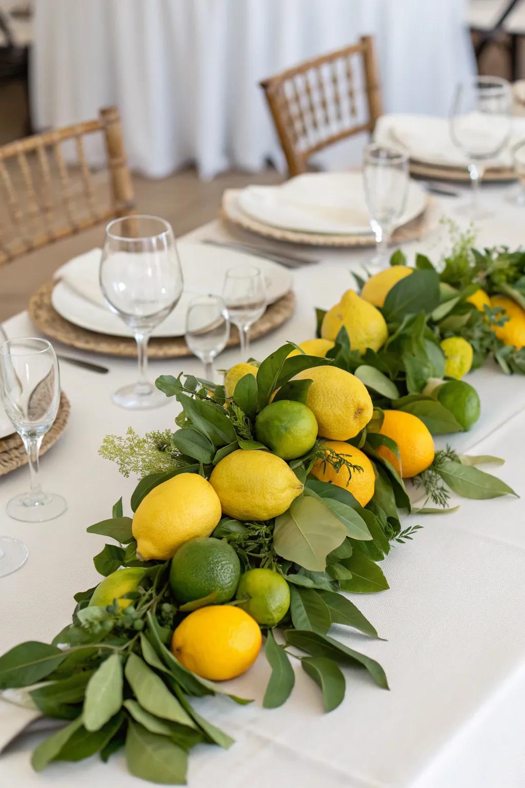 A lively fruit wreath adds a stimulating and fragrant touch.