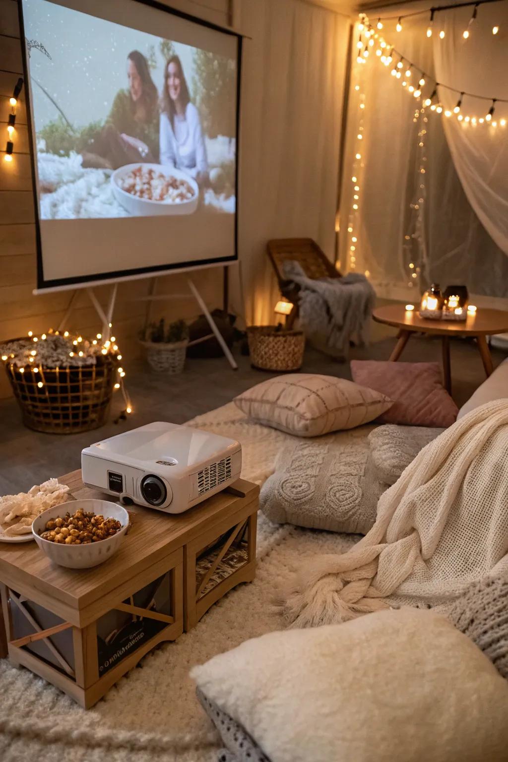 Enjoy a night that has movies and comfort thanks to a home theater feel.