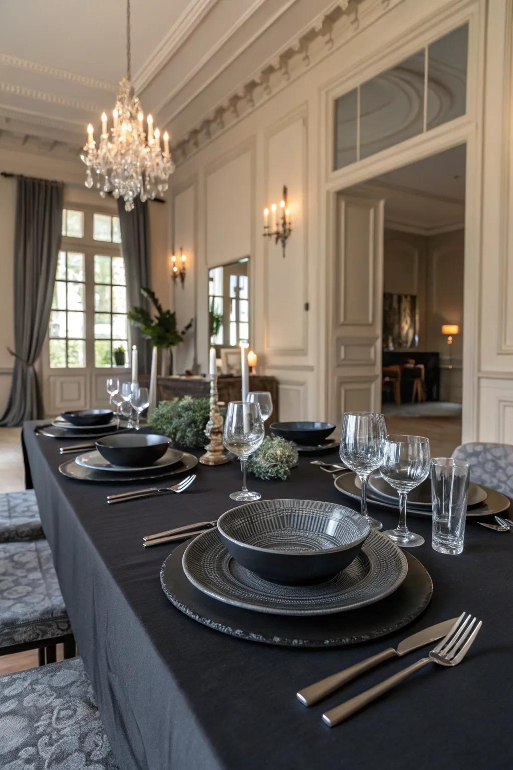 Single-hue elegance enhanced with shades of black.