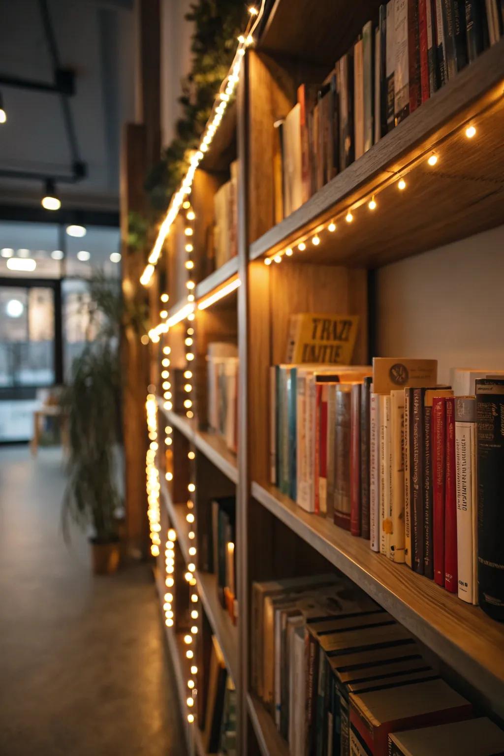 Illuminated shelves that bring both warmth and sophistication.