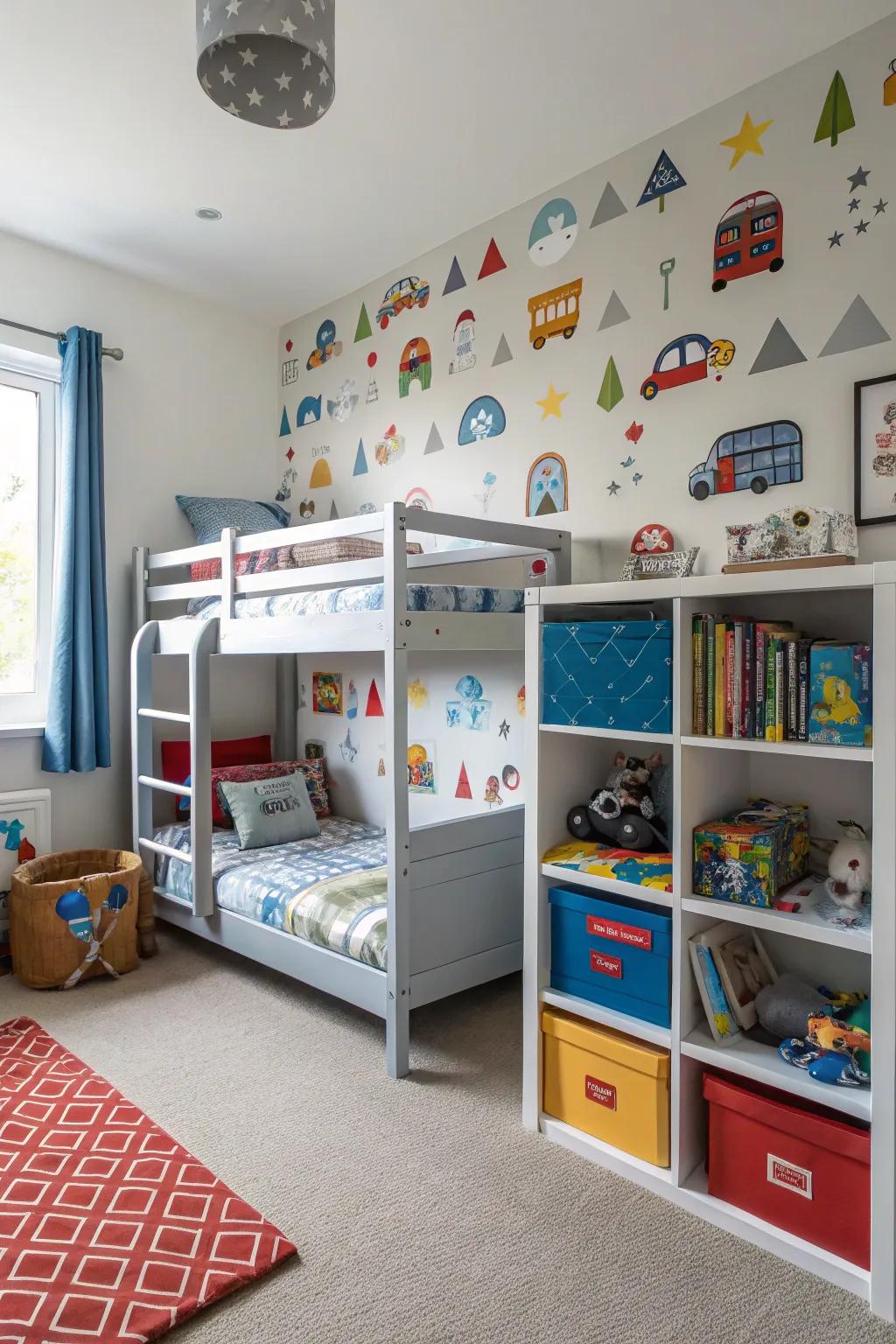 Appealing wall art adds character to the room.