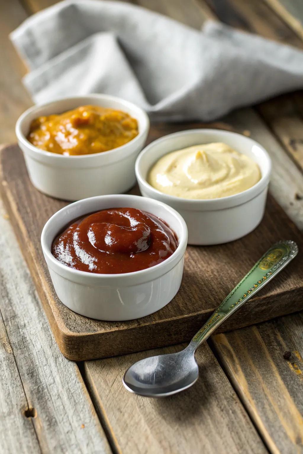 A selection of dipping sauces for customized flavor elevation.