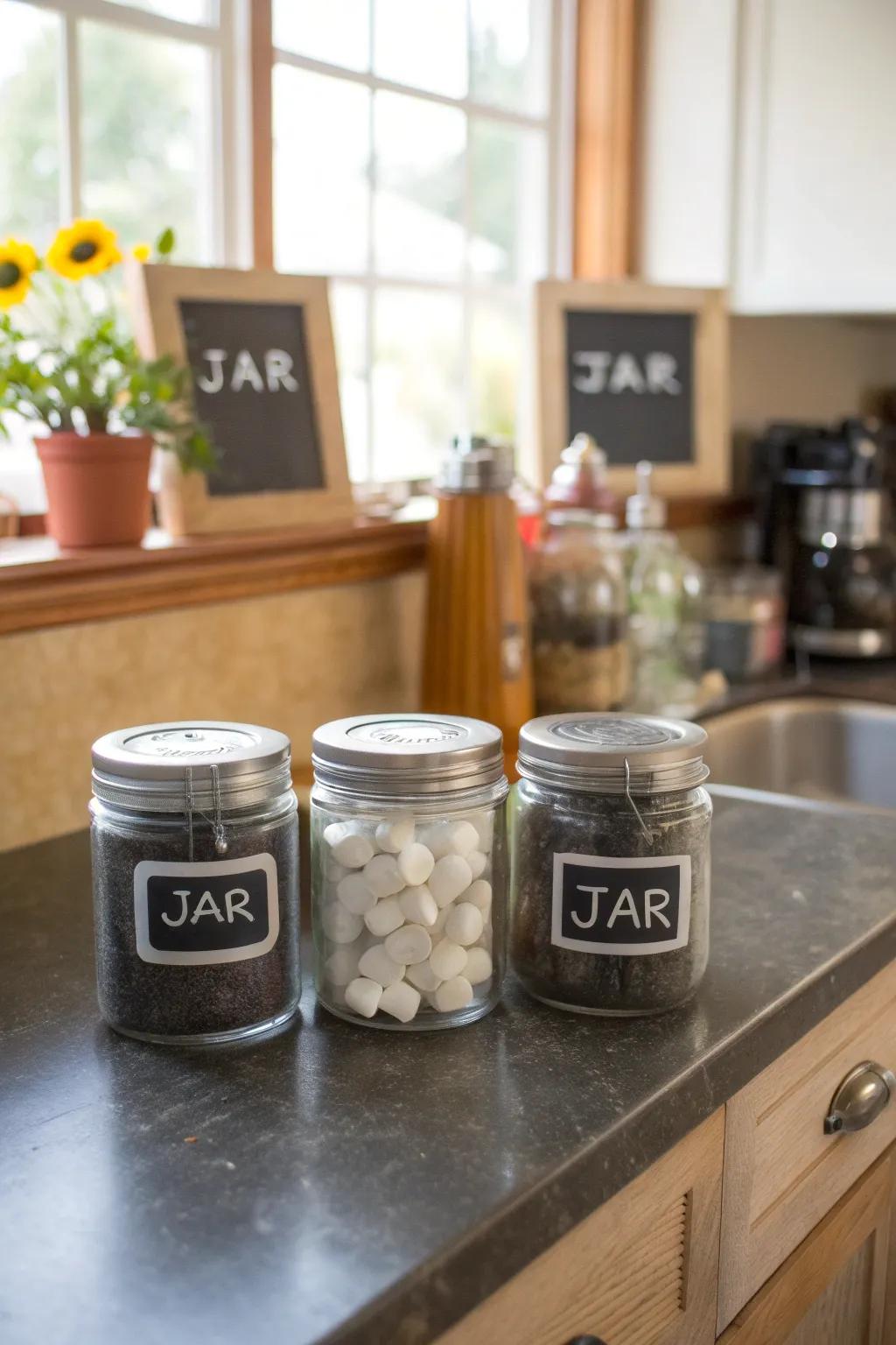 Chalkboard labels are useful and fun.