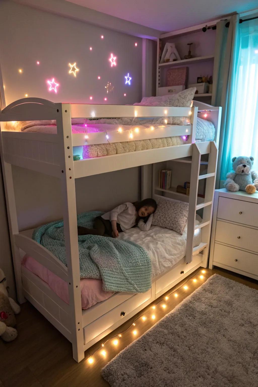 Gentle lamps add a soothing, calming glow.