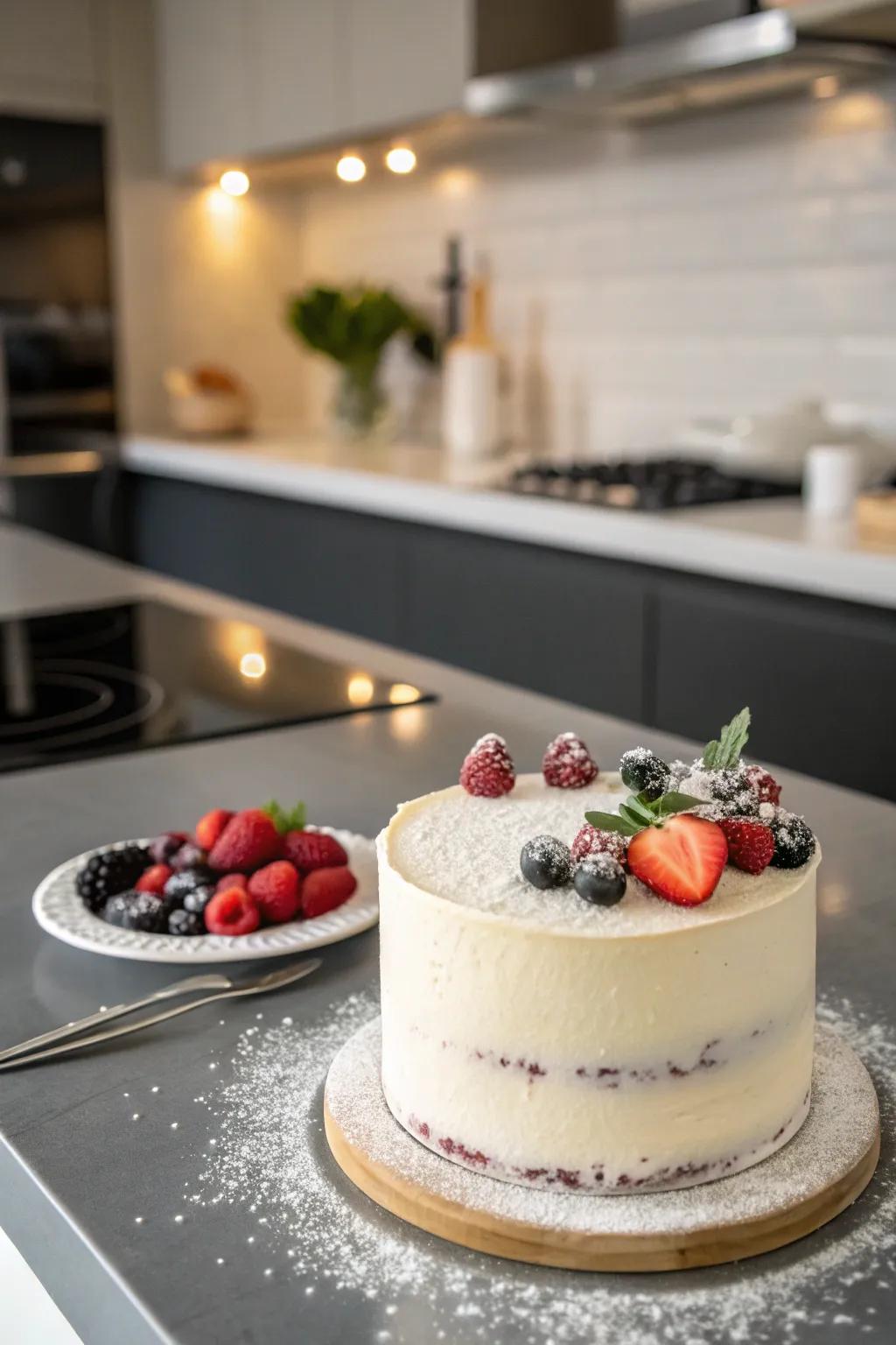 Understated sophistication featuring a minimalist buttercream surface